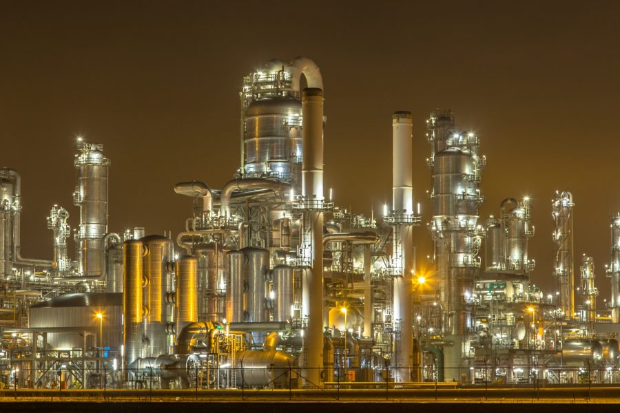 Illuminated petrochemical industry in the dark